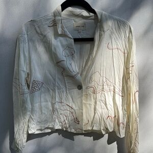 Paloma Wool Printed Blouse w Button Close